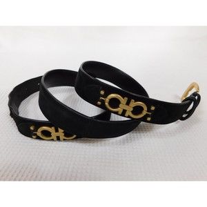 Men's Vintage Ferragamo Black Suede Leather Logo Detail  Belt SZ 42